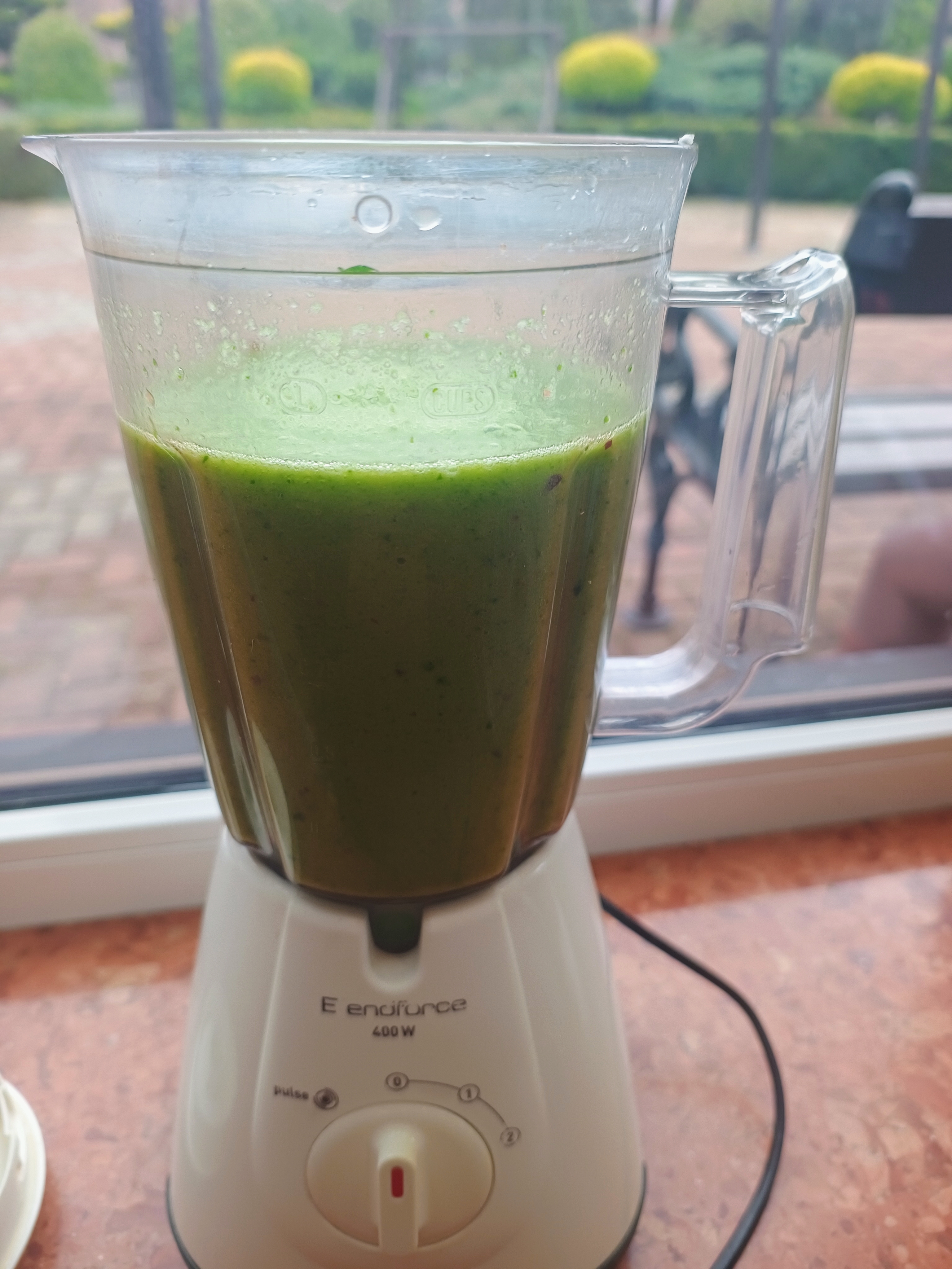 Blender z zielonym koktajlem